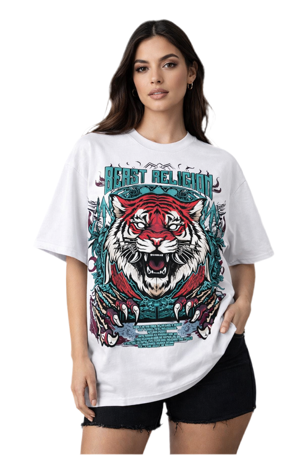 Oversized “Savage Tiger Shirt” (White)