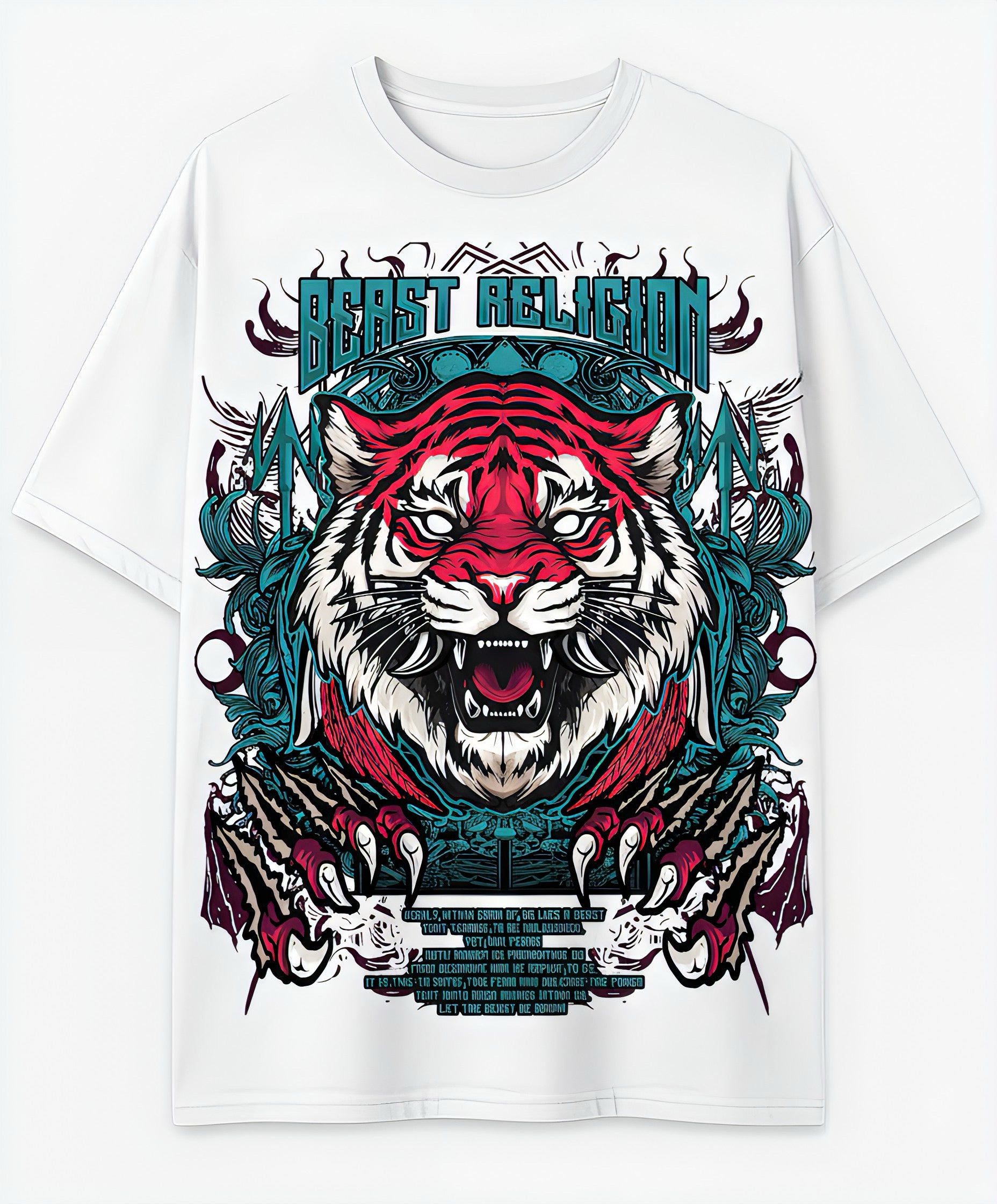 Oversized “Savage Tiger Shirt” (White) – Beast Religion